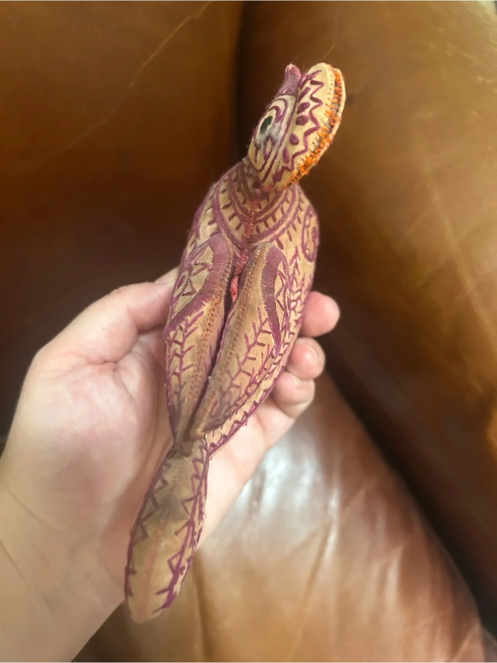 Handmade Pink and Tan Decorative Bird Toy for Pets